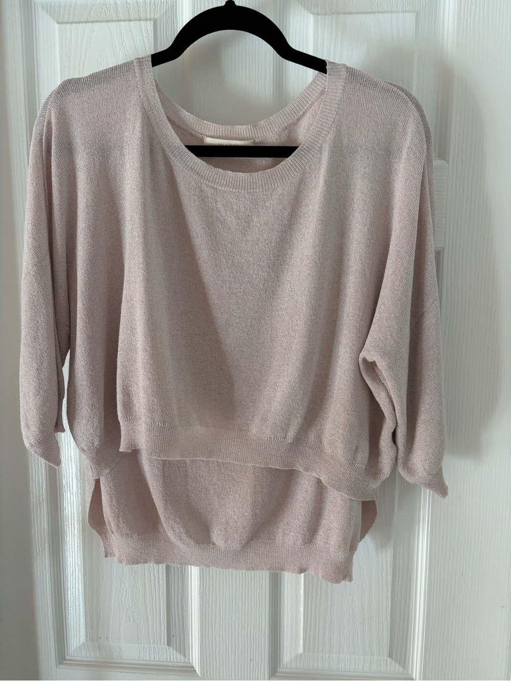 Light Pink sparkly Boatneck high low top
